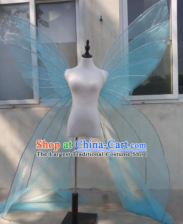 Top Cosplay Angel Decorations Miami Catwalks Props Stage Show Blue Veil Giant Wings Brazilian Parade Back Accessories