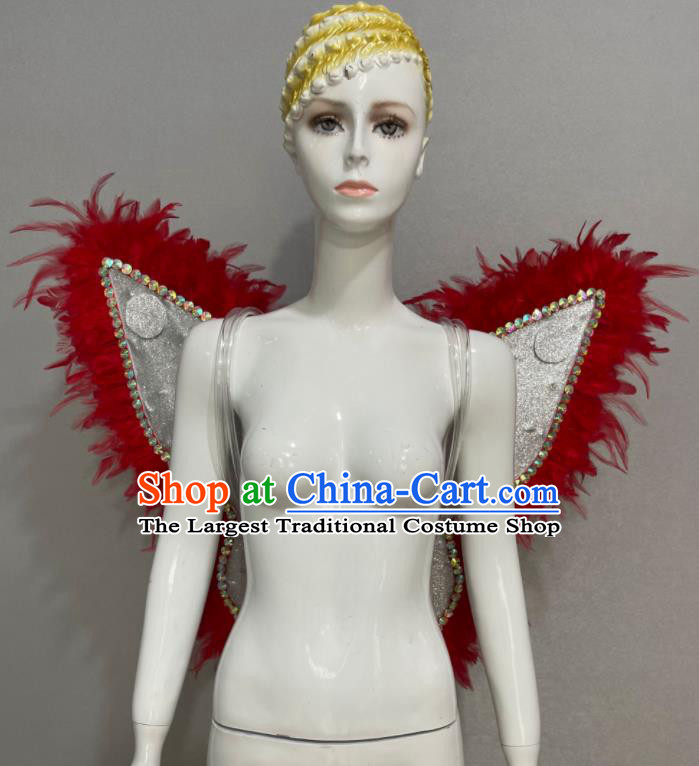 Top Brazil Parade Back Decorations Samba Dance Red Feather Wing Props Stage Show Butterfly Wings Miami Catwalks Accessories