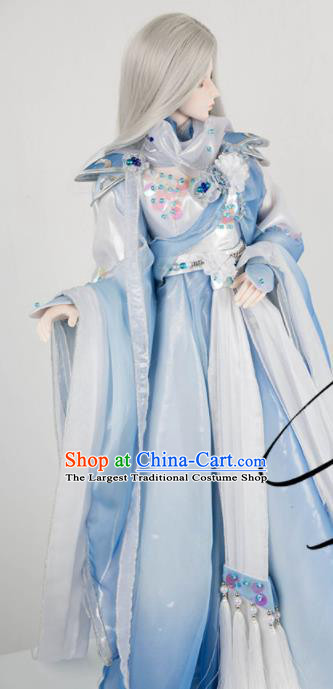 China Traditional Puppet Show Princess Jin Yanxia Hanfu Clothing Cosplay Swordswoman Garment Costumes Ancient Goddess Blue Dress Outfits
