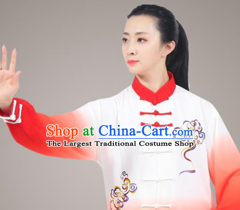 Top Tai Ji Training Uniform Martial Arts Competition Clothing Tai Chi Printing Clouds Red Outfit Chinese Traditional Kung Fu Costumes
