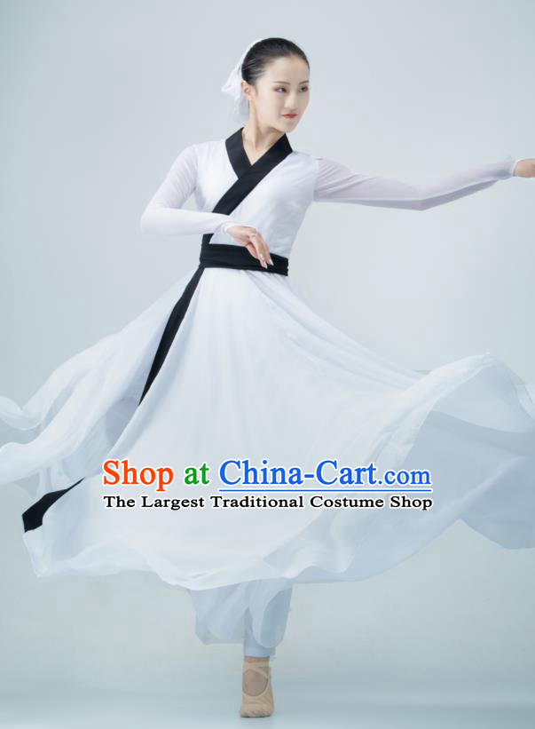 Chinese Swordsman Dance White Dress Dance Competition Clothing Classical Dance Costume