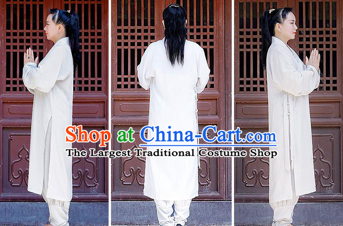 Chinese Traditional Taoist Priest Frock Martial Arts Costumes Tai Chi Training White Uniform