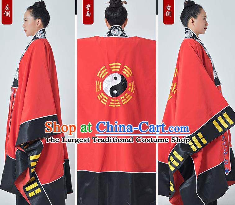 Chinese Taoism Ritual Robe Traditional Tao San Qing Garment Taoist Master Costume Embroidered Crane Red Priest Frock