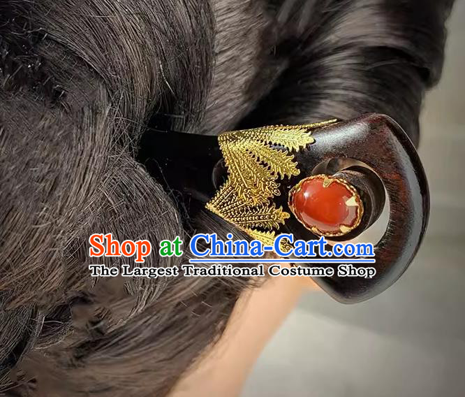 Handmade Christmas Gift Chinese Hanfu Ebony Hairpin Traditional Hair Stick Cheongsam Hair Jewelry