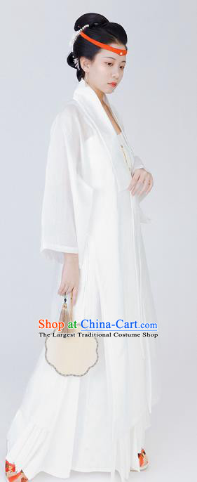 China Ming Dynasty Noble Woman Clothing Ancient Young Mistress Replica Costumes Traditional Hanfu White Dresses