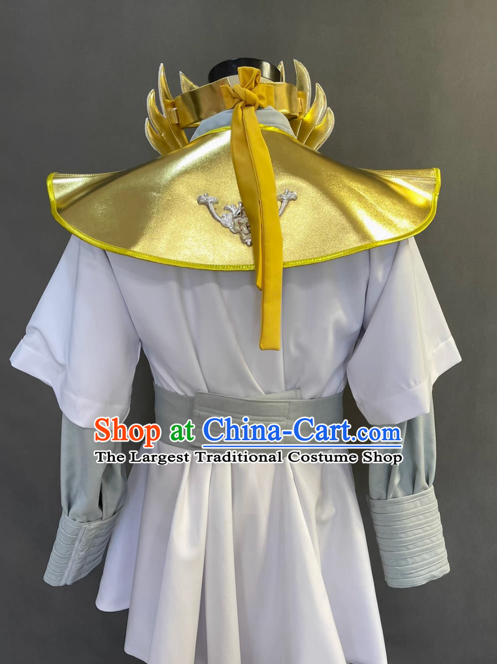 Traditional Chinese Shang Dynasty Warrior Costume Ancient China Hero Clothing TV Drama The Legend of Deification Yan Jian White Outfit