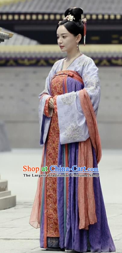 Chinese Ancient Tang Dynasty Imperial Consort Costume TV Series Weaving A Tale of Love Empress Wu Mei Niang Hanfu Dresses