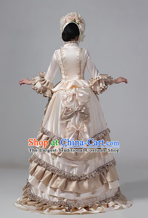 Champagne European Style Court Dress European Medieval Aristocratic Retro Baroque Style Clothing Drama Princess Classical Dress
