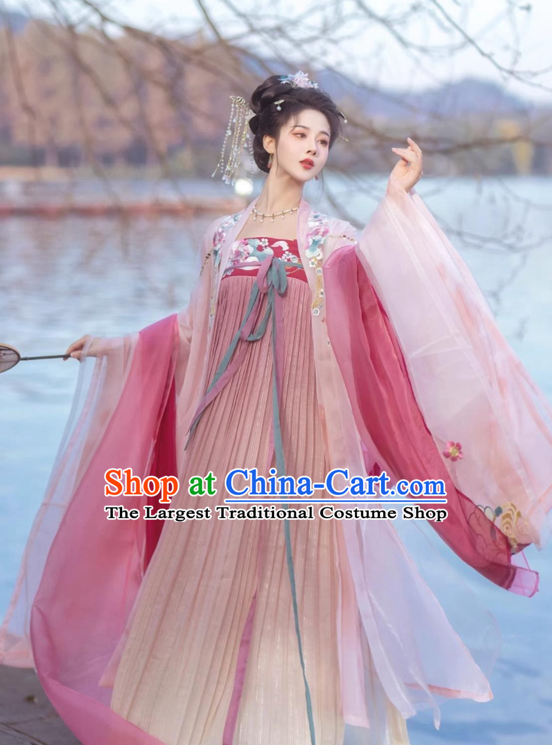 Chinese Tang Dynasty Court Woman Clothing Traditional Hanfu Ru Qun Ancient China Princess Embroidered Costumes Complete Set