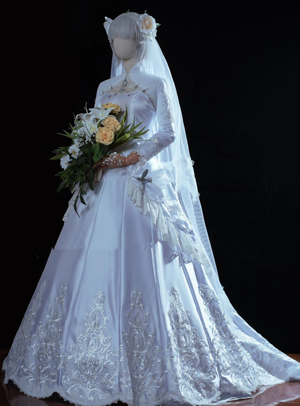 Final Fantasy XIV Wedding Dress Halloween Costume Ceremony Bride Gown Cosplay Princess Clothing