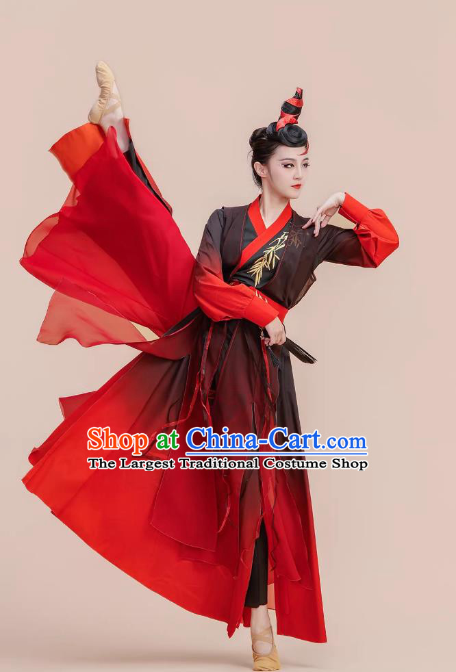 Female Wuxia Sword Dance Costume Flowing Martial Arts Classical Stage Performance Dress Chinese Sword Dance Outfit